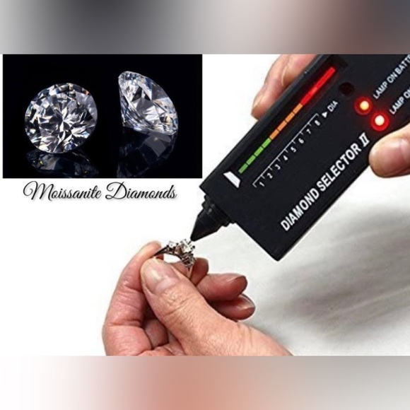 V Shape Round Cut Moissanite Band Ring - Picture 10 of 12